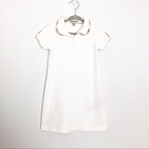 Burberry Girls White Polo Dress with Check Trim